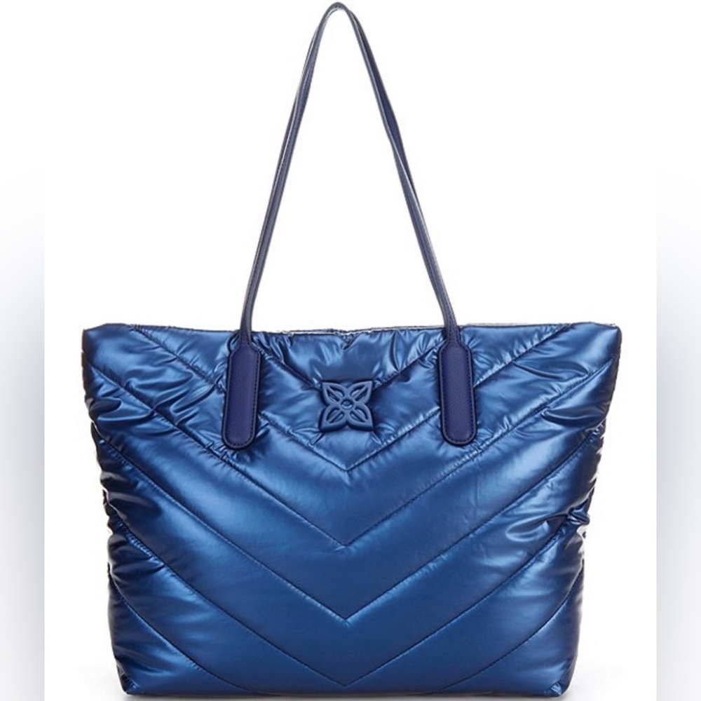 Antonio Melani, Metallic Blue Penelope Nylon Tote W:Trolley Sleeve Nwt
